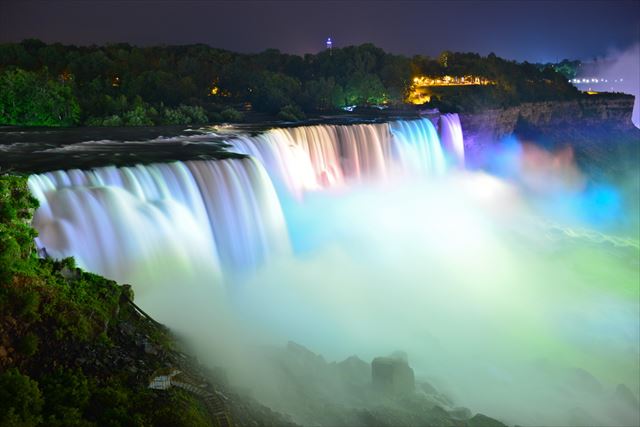 【爽快！心にマイナスイオン】水飛沫をあげるアメリカの美しい滝