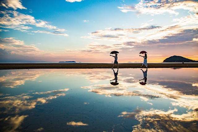 【天空の鏡】自分の心を映してみたい、香川県父母ヶ浜
