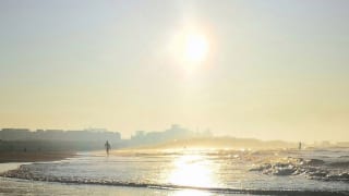 神奈川県立湘南海岸公園から見える朝の海