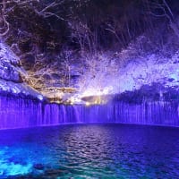 軽井沢白糸の滝真冬のライトアップ
