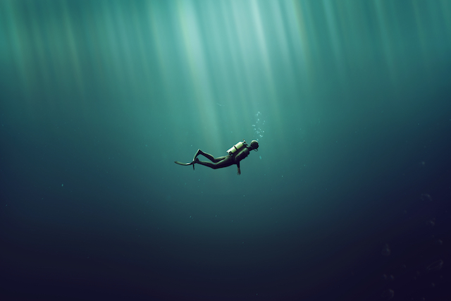 海に潜る人