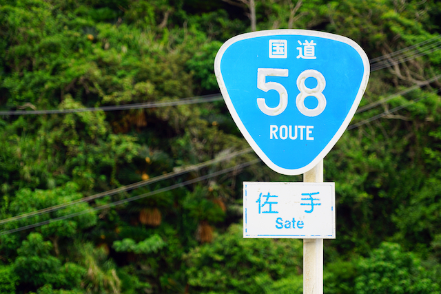 沖縄県那覇市国道58号線の標識