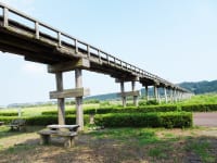 静岡県大井川にかかる蓬莱橋