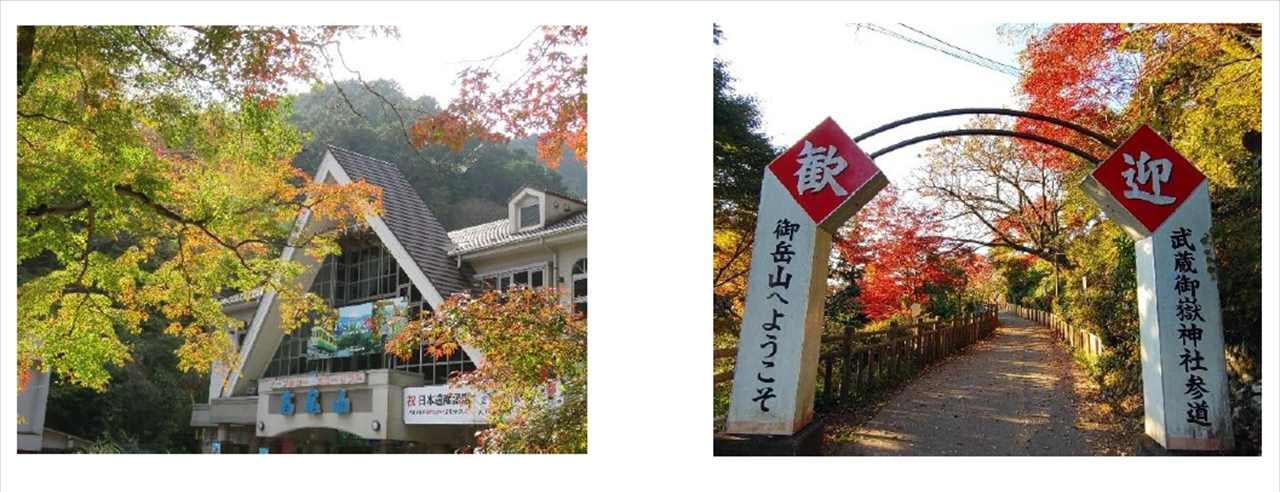 高尾山ふもとの様子11月5日撮影（左）御岳山参道の様子11月5日撮影