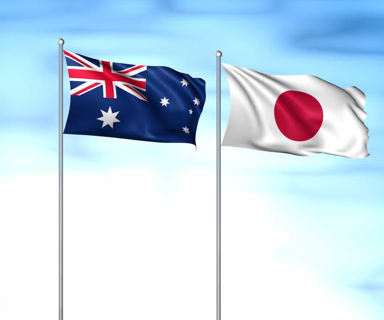 オーストラリアと日本の国旗