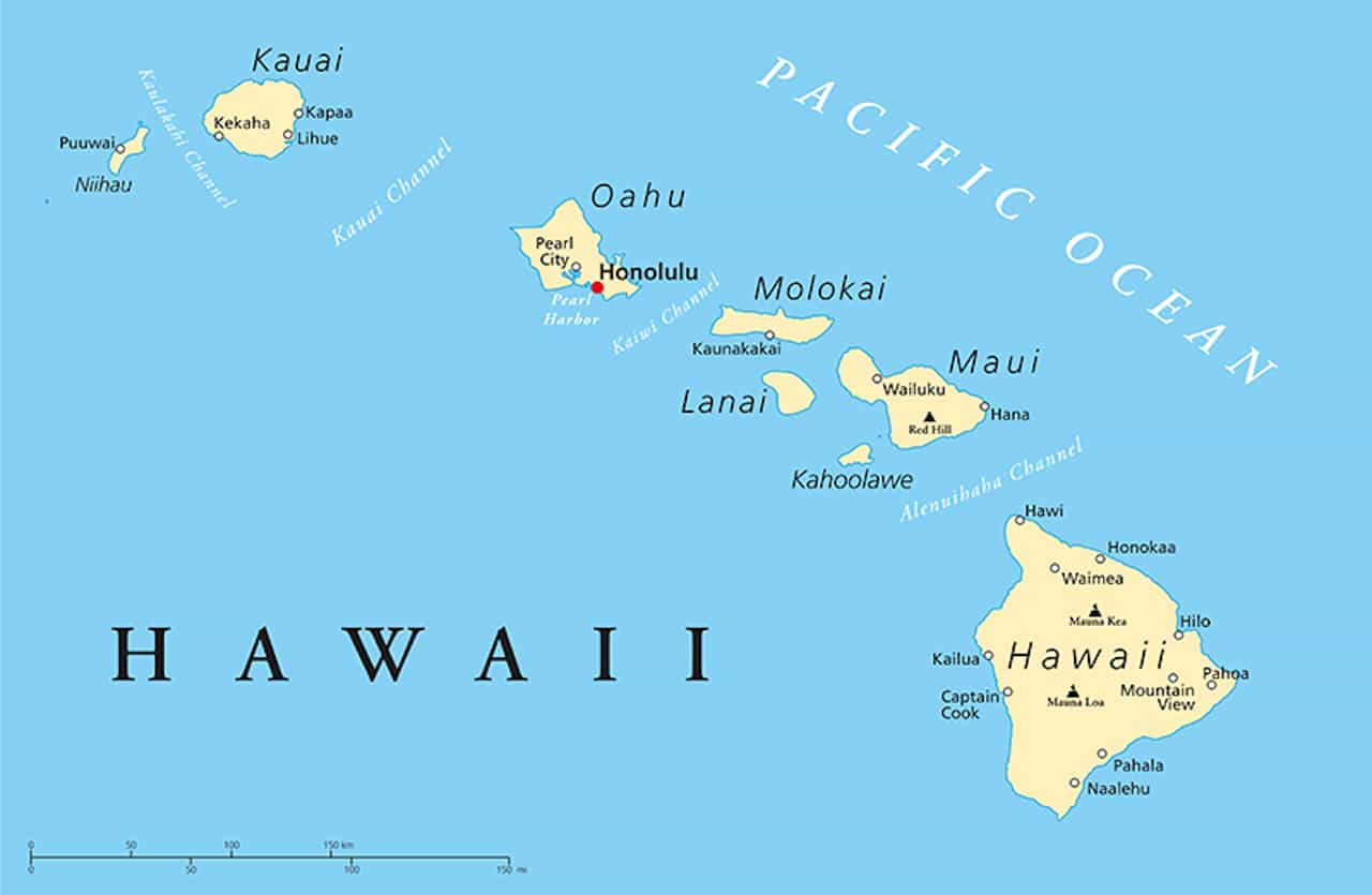 ハワイ・ニイハウ島の地図