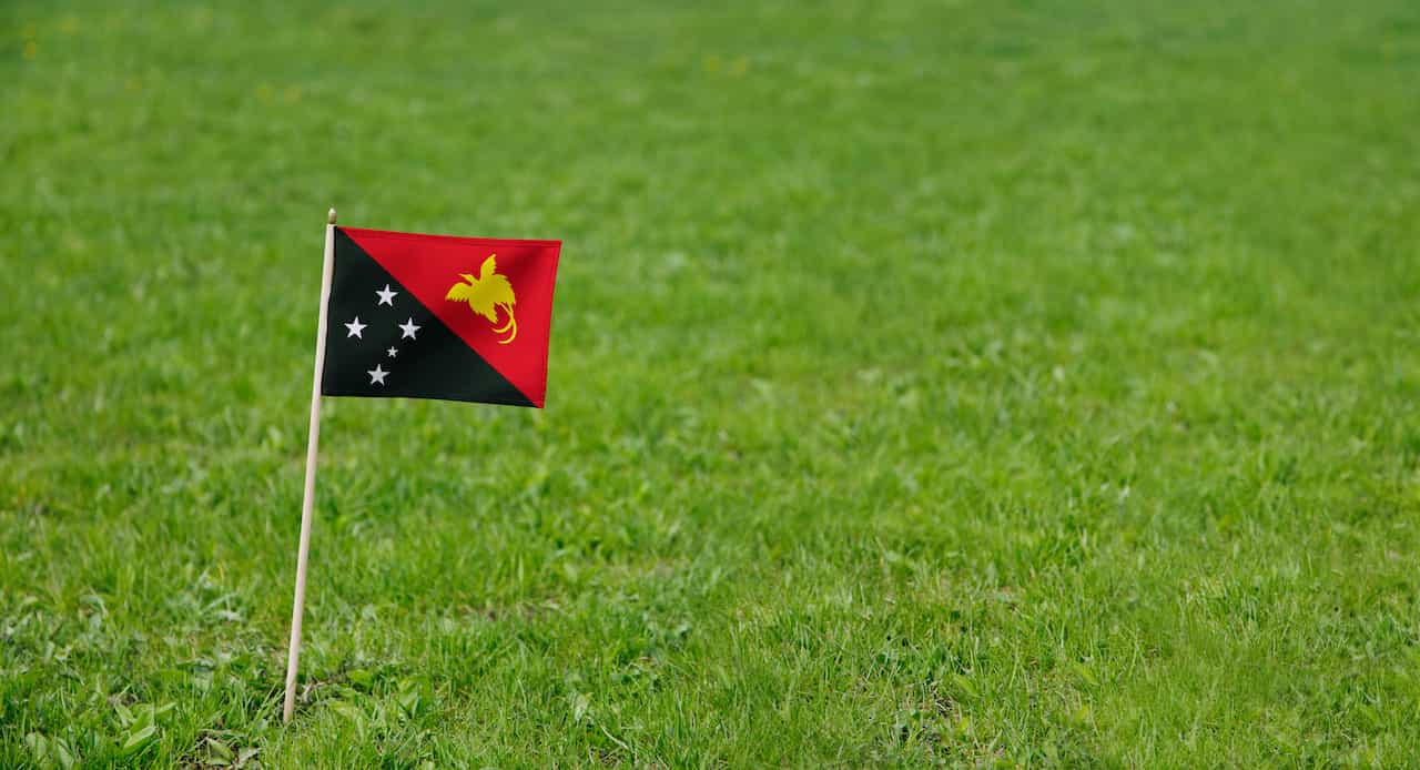 フィールドにパプアニューギニアの国旗
