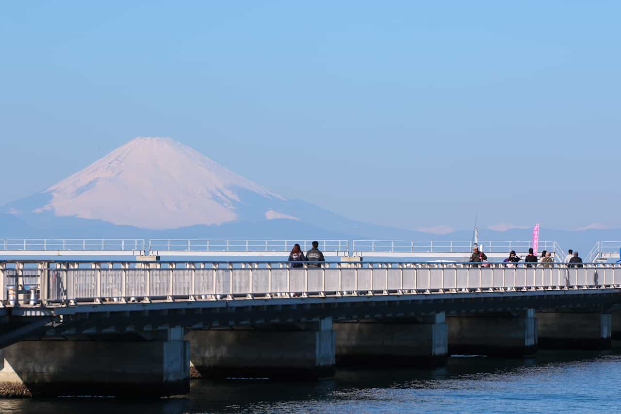 館山夕日桟橋と富士山