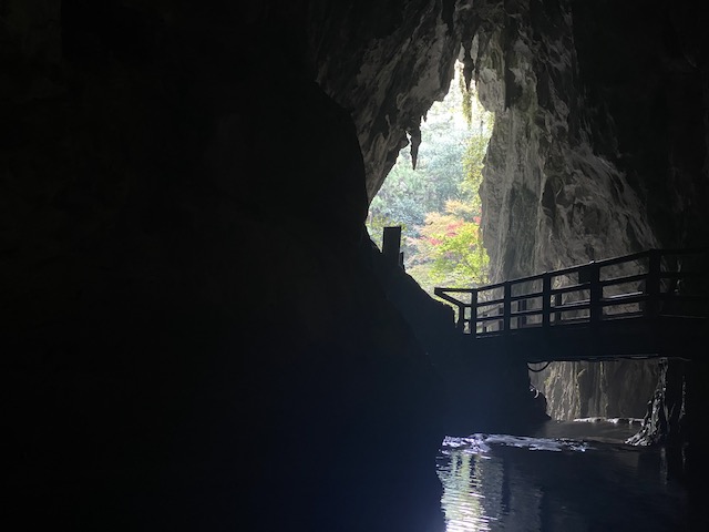 山口県　秋芳洞　洞内から見た入口