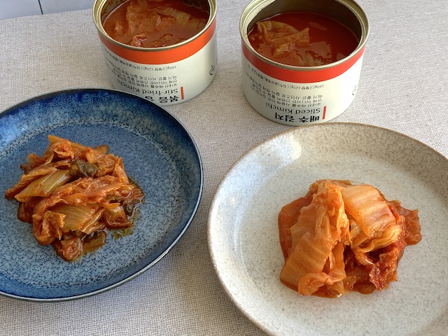 韓国　無印良品　缶キムチ　お土産　白菜キムチ　炒めキムチ　実食
