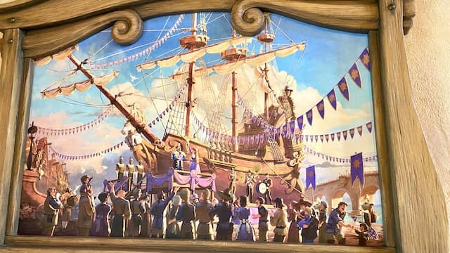 東京ディズニーシー「ラプンツェルのランタンフェスティバル」待合所　船の絵画
