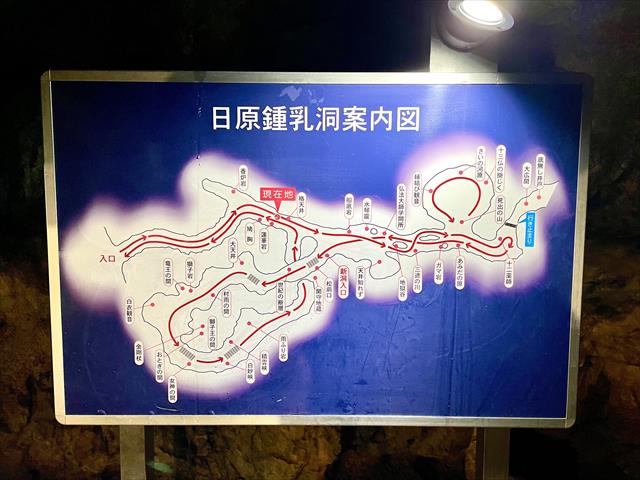日原鍾乳洞内の地図