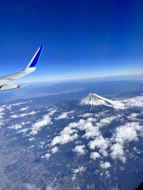 ANA 飛行機から見えた富士山