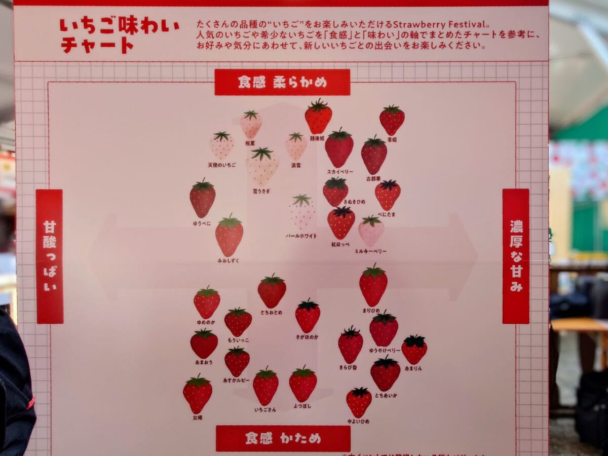 神奈川県横浜市・横浜赤レンガ倉庫「Yokohama Strawberry Festival 2025」会場内（日本野菜ソムリエ協会「いちごソムリエ」監修「いちご味わいチャート」）