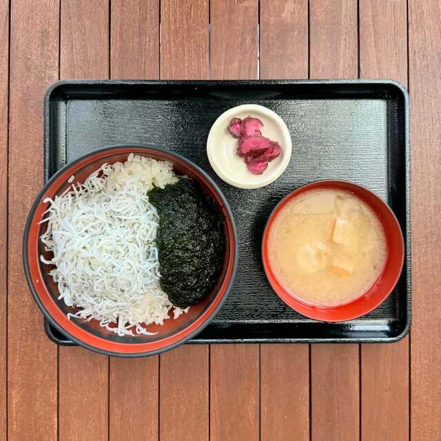 遠州灘産の生のりと釜揚げしらすをたっぷりと乗せた生のり・しらす丼（ハーフ＆ハーフ）