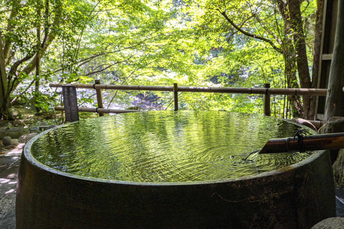 新緑を望む露天風呂