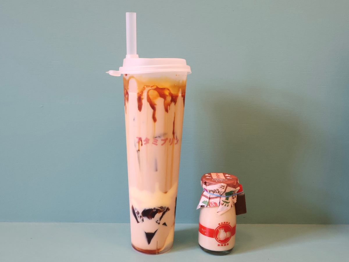OOKUSU飲むプリンと熱海プリン大きさ比較