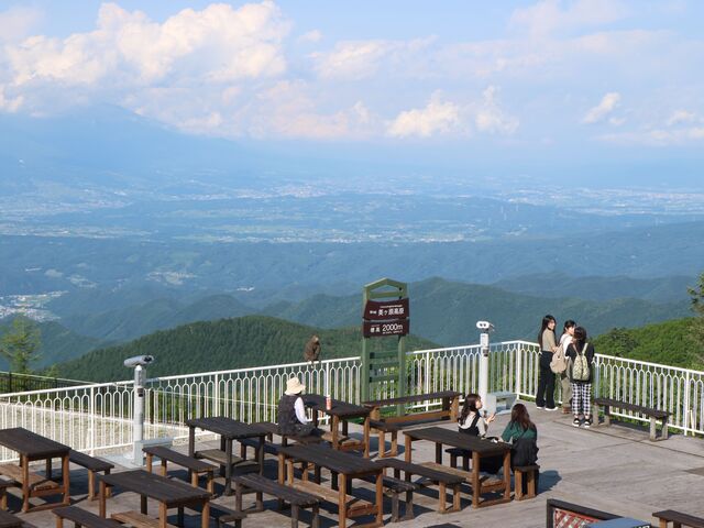 浅間山、上田市街地を望む展望テラス