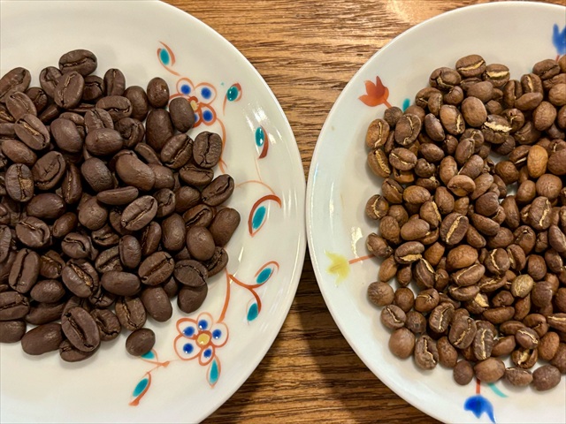 MUI コーヒー豆 某有名コーヒーショップの豆との比較写真