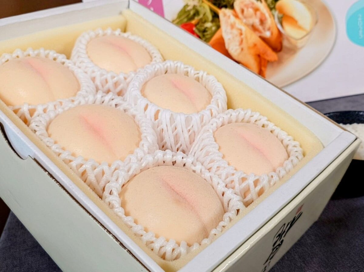 東京都港区・「とっとり・おかやま新橋館（ビストロカフェ ももてなし家）」2025年7月18日（土）～2025年7月29日（火）「AIが考えた岡山の新グルメを再現！『晴れの国おかやま・フルーツ食堂』第2弾」岡山白桃