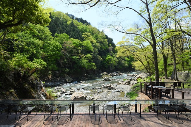 野外テラス 水の音 外観 岩瀬峡