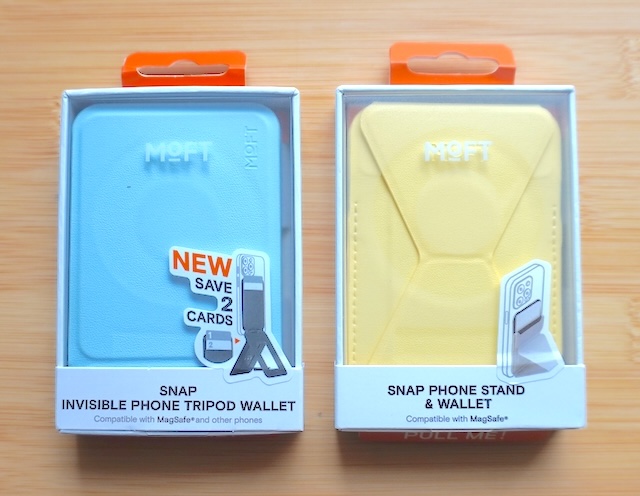 旅も日常も！スマホ生活の万能アイテム「MOFT 8-in-1スタンド」を使ってみた　MOFT 8-in-1多機能スタンド：ミストブルーMOVAS™耐久強化版 Snap-Onスマホスタンド：プリンイエロー