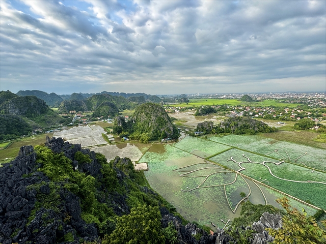 ムア洞窟　蓮畑が眼下に広がる