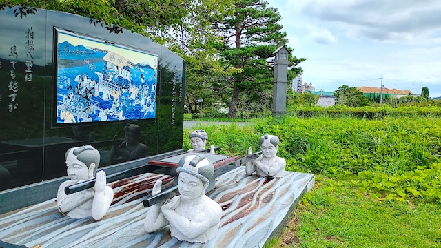 大井川川越遺跡 川越人足モニュメント