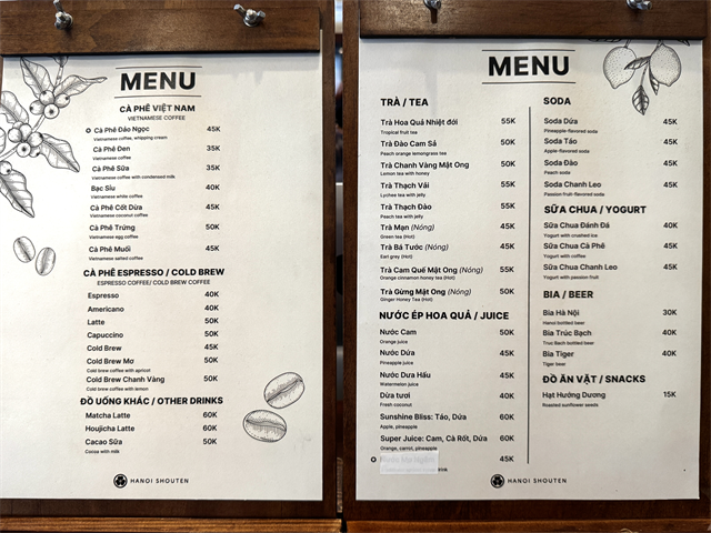 ハノイ商店　メニュー