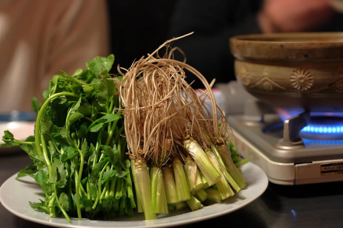 せり鍋 しゃぶしゃぶのようにさっとくぐらす