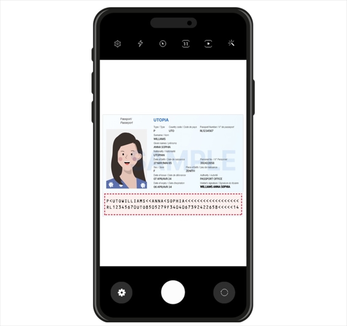 パスポート写真ページを撮影する