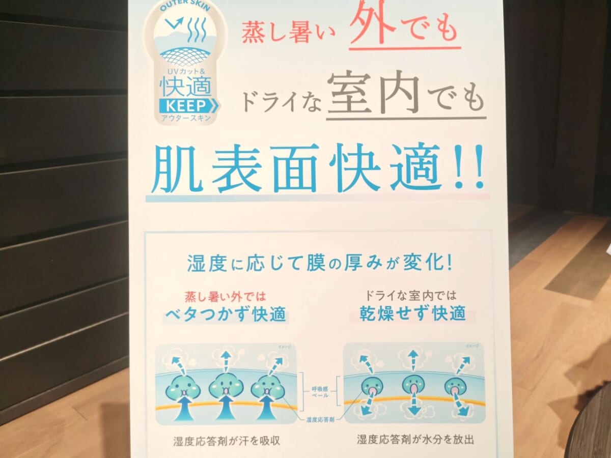 花王株式会社・ビオレ「ビオレUV アクアリッチ エアリーホールドクリーム(通称:呼吸感ベールUV)」パネル説明
