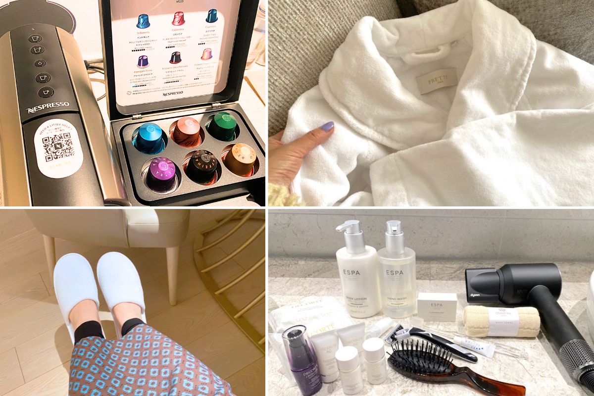 北海道ニセコ・花園にオープンした「シャレーアイビーワイス」アメニティ　バスローブ　スリッパ　コーヒー