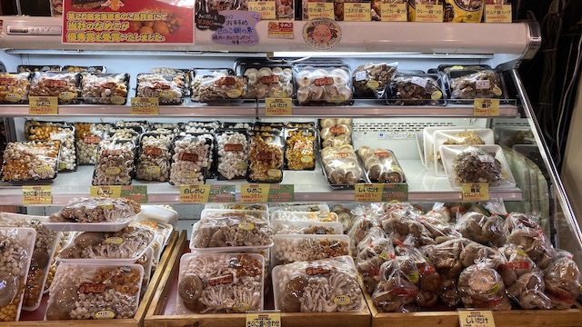 北海道　大滝区　ニセコ方面に行く途中　きのこ王国　お土産コーナー　生きのこ1