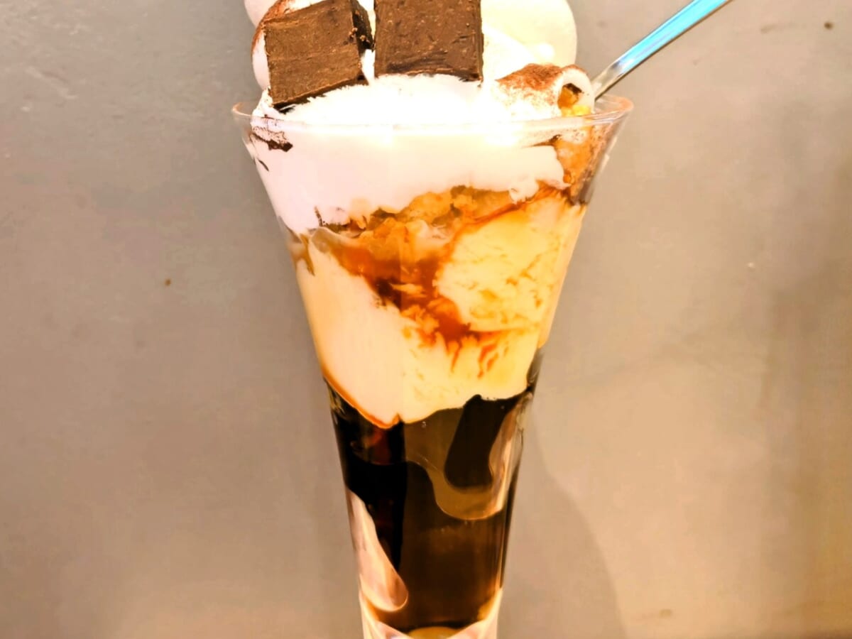 岡山県岡山市・からふね屋CAFEさんすて岡山店「ほろにがプリンのまんまるソフトパフェ〜チョコレート〜」4