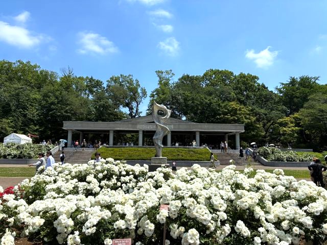 「神代植物公園」の「春のバラフェスタ」のテラス