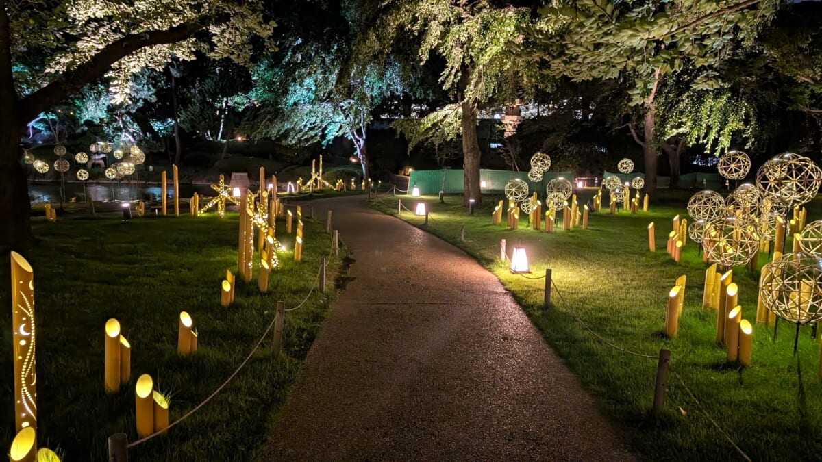 グランドプリンスホテル高輪の夏の竹あかりライトアップ「庭園」
