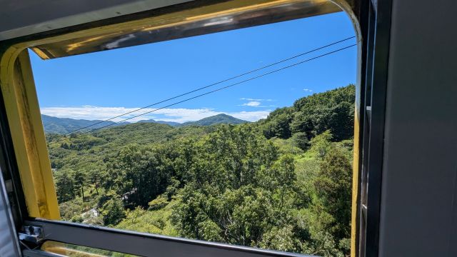 「宝登山ロープウェイ」車内
