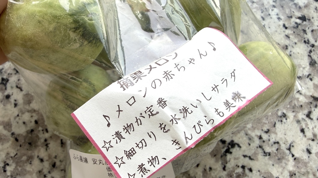 摘果メロン　パッケージ　説明書き　ラベル