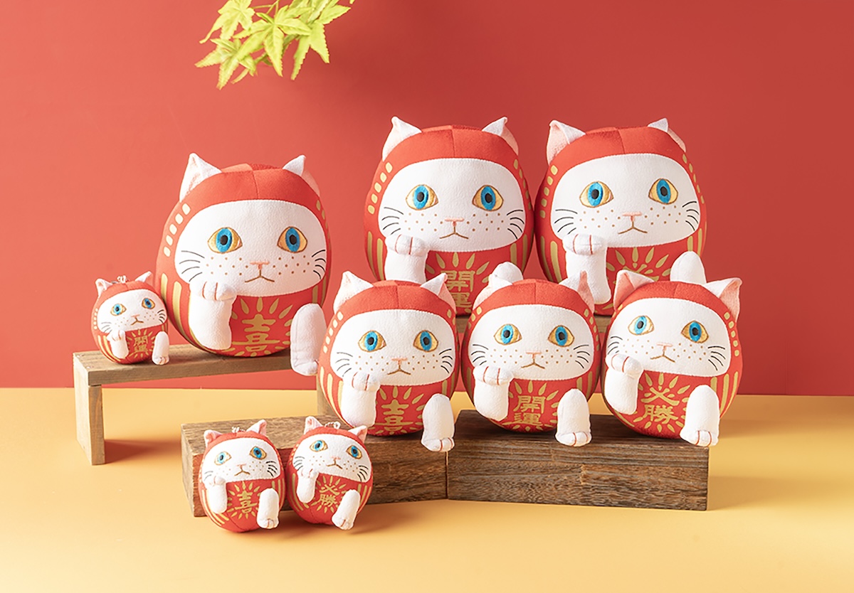 ちりめんぬいぐるみ（猫磨）喜／開運／必勝 大 2,420円・中 1,980円・小 1,650円（税込）