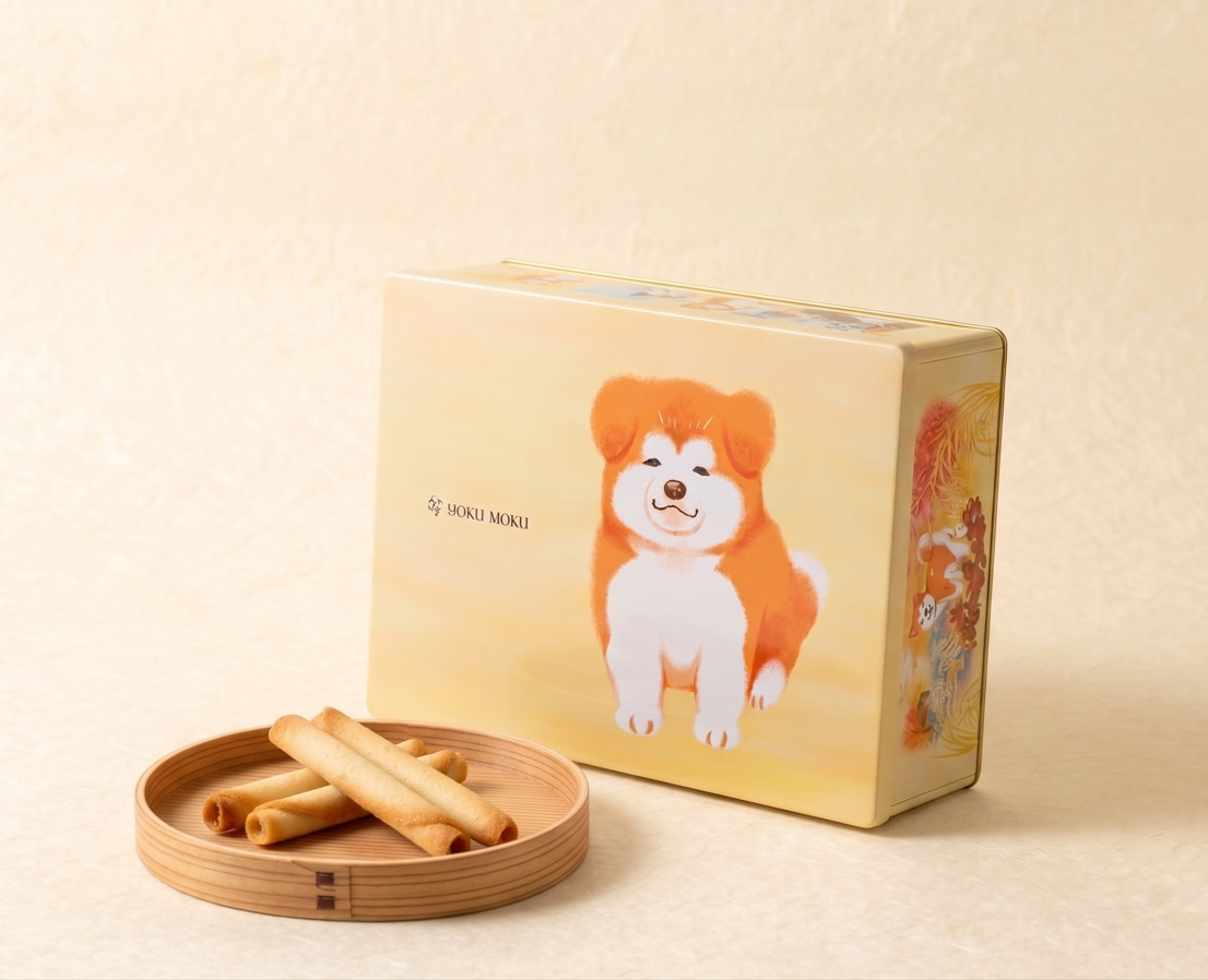 【ヨックモック】秋田犬が可愛い！地域限定デザイン缶「プティ シガール Akita ～Four Seasons Story～」9月1日発売