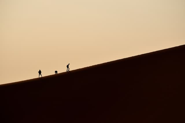 早朝のデッドフレイを囲む砂漠の世界